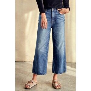 Outerknown SEA Jeans The Brook Wide Leg High Rise Cropped in Deep Indigo